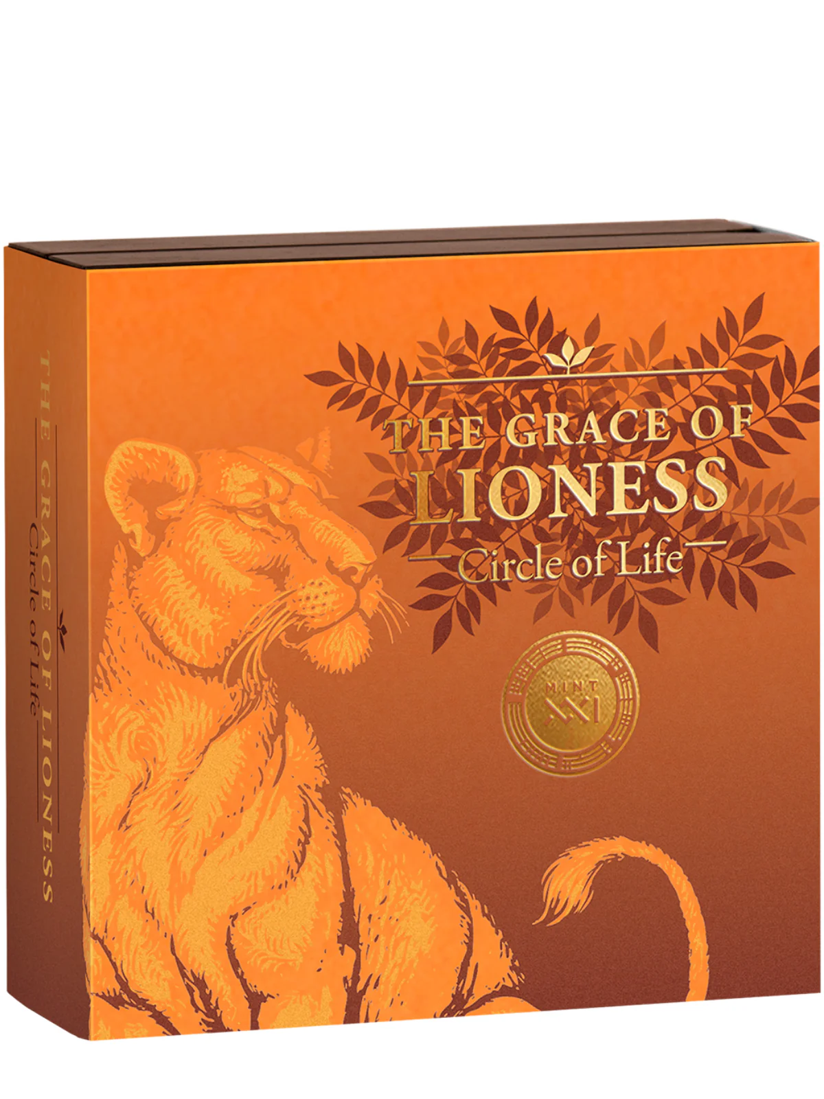 2024 The Grace of Lioness - Circle of Life 2oz Silver Antiqued Coin - Boxed View