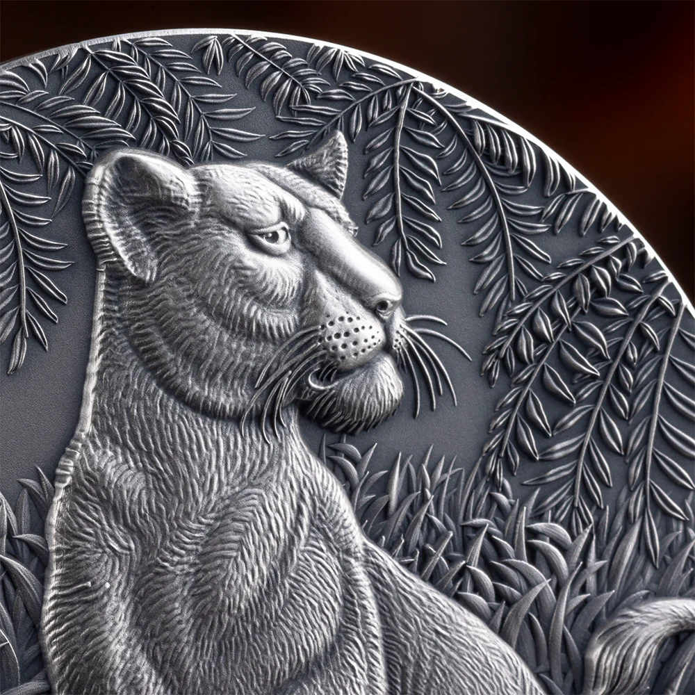 2024 The Grace of Lioness - Circle of Life 2oz Silver Antiqued Coin - Closeup Reverse View 2