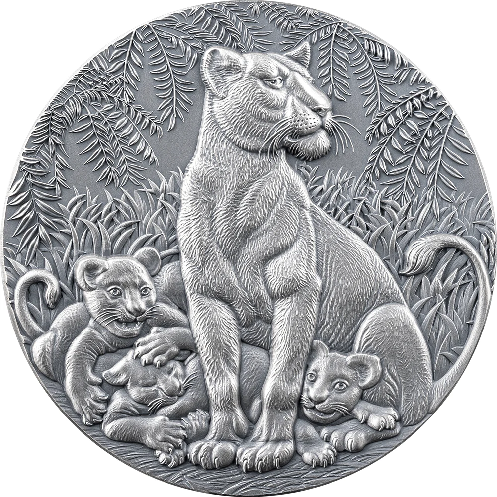 2024 The Grace of Lioness - Circle of Life 2oz Silver Antiqued Coin - Reverse View