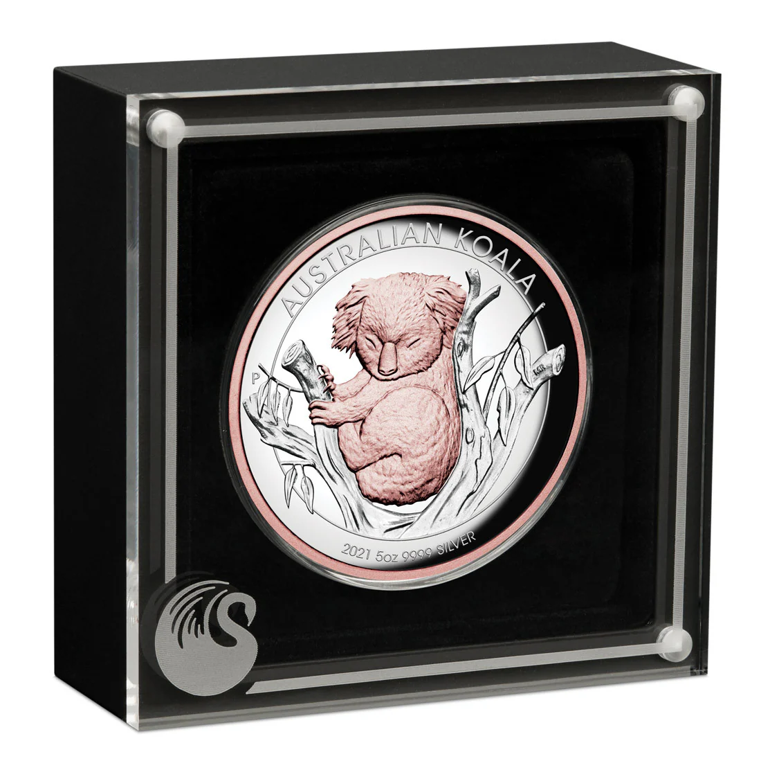 2021 $8 Australian Koala 5oz Silver Proof High Relief Gilded Coin - Cased View
