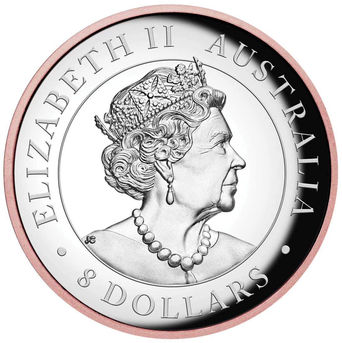 2021 $8 Australian Koala 5oz Silver Proof High Relief Gilded Coin - Obverse View