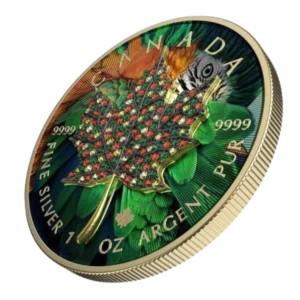 2022 $5 April – Seasons 1oz Silver Bejeweled Maple Leaf Coin
