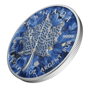 2022 $5 February - Seasons 1oz Silver Bejeweled Maple Leaf Coin