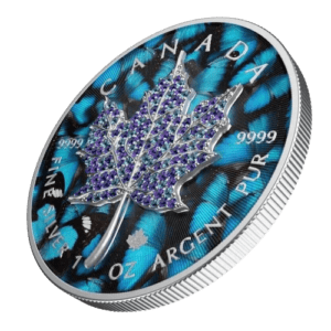 2022 $5 January - Seasons 1oz Silver Bejeweled Maple Leaf Coin