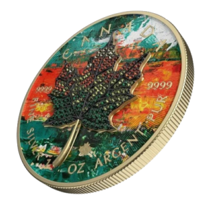 2022 $5 March – Seasons 1oz Silver Bejeweled Maple Leaf Coin