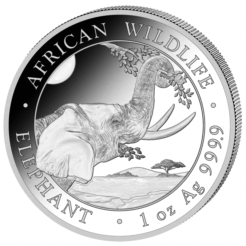 2023 Elephant - African Wildlife 1oz Silver Coin - Reverse View
