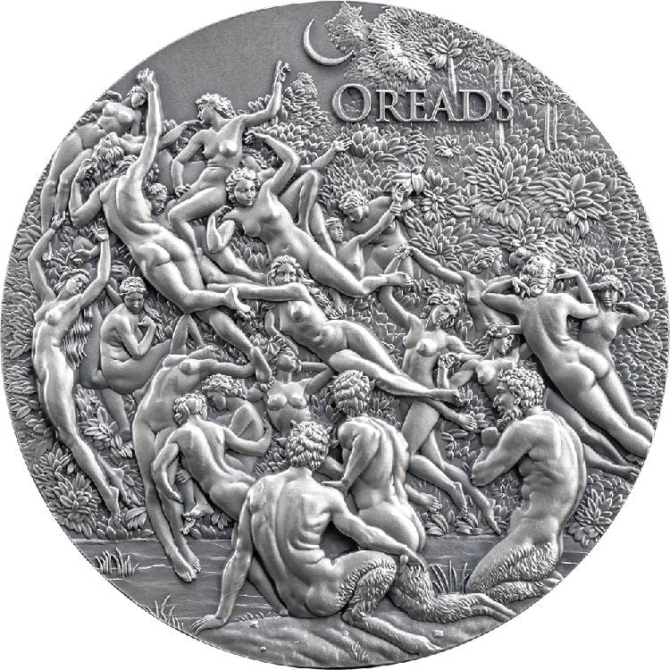2023 The Oreads - Celestial Beauty 5oz Silver Antiqued High Relief Coin - Reverse View