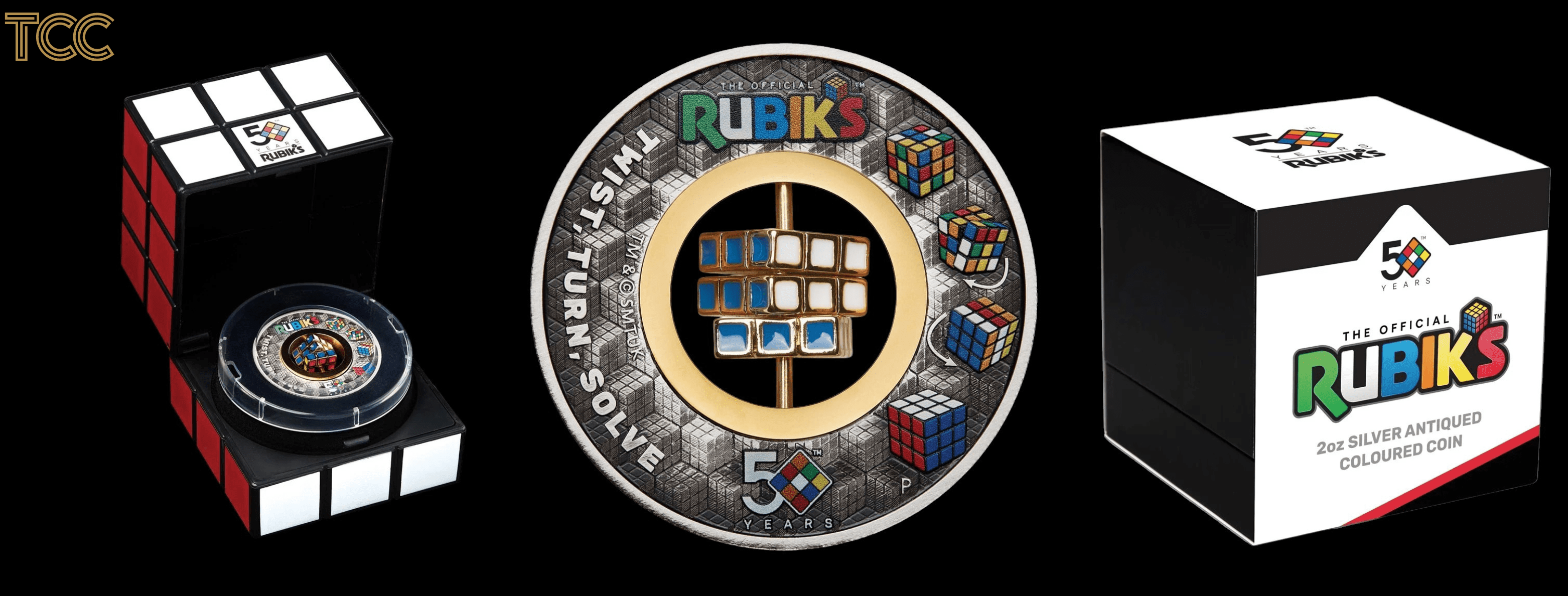 2024 $2 Rubik’s Cube 50th Anniversary 2oz Silver Antiqued Coin Slider - Slider Overview - 2