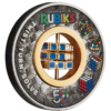 2024 $2 Rubik's Cube 50th Anniversary 2oz Silver Antiqued Coin - Tilted Reverse View