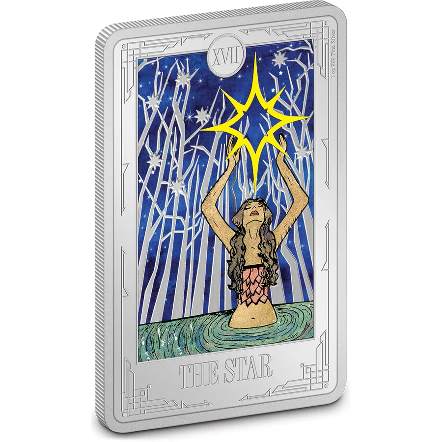 2024 $2 The Star - Tarot Cards 1oz Silver Coin - Reverse View