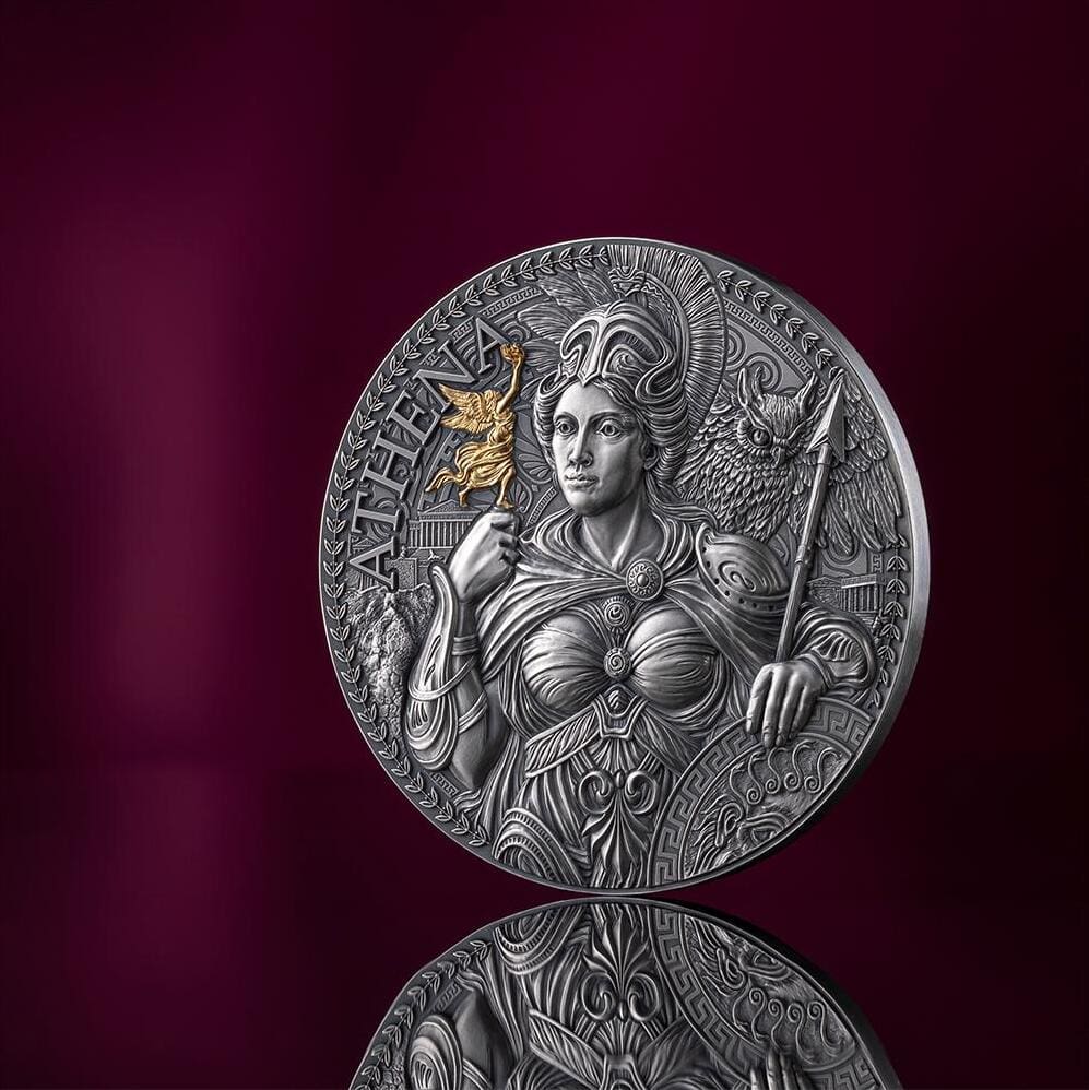 2024 Athena – The Great Greek Mythology 1oz Silver Gilded High Relief Coin - Blown Out Reverse View