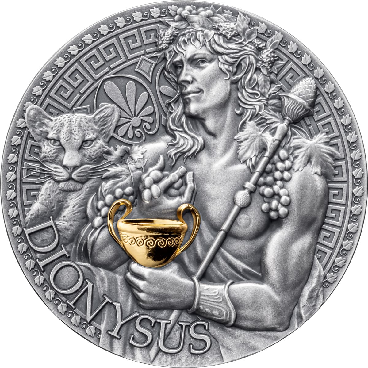 2024 Dionysus – The Great Greek Mythology 1oz Silver Antiqued High Relief Coin - Reverse View