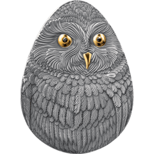 2024 Marvelous Owls - Short-eared Owl 1oz Silver Antiqued Gilded Coin