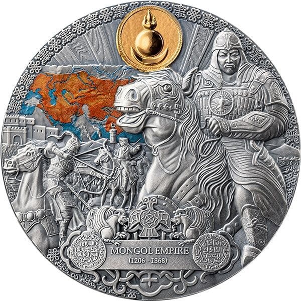 2024 Mongol Empire - Legacy of the Greatest Empires 2oz Coloured Gilded Coin - Reverse View