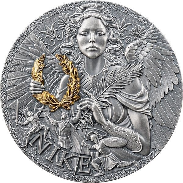 2024 Nike – The Great Greek Mythology 2oz Silver Gilded High Relief Coin - Reverse View