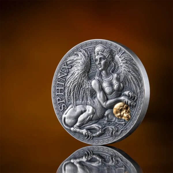 2024 Sphinx Great Greek Mythology 1oz Silver High Relief Coin - Blown Out Reverse View