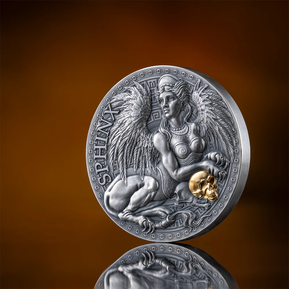 2024 Sphinx Great Greek Mythology 1oz Silver High Relief Coin - Blown Out Reverse View