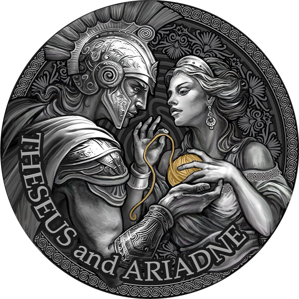 2024 Theseus & Ariadne – The Great Greek Mythology 2oz Silver Gilded Coin - Reverse View
