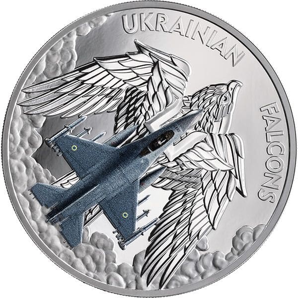 2024 ₵5 Ukrainian Falcons 1oz Proof Silver Coin - Reverse View
