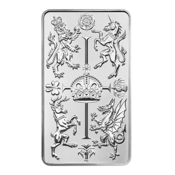 The Royal Celebration 10oz Silver Bullion Minted Bar - Front of Bar