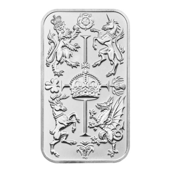 The Royal Celebration 1oz Silver Bullion Minted Bar - Front Of Bar