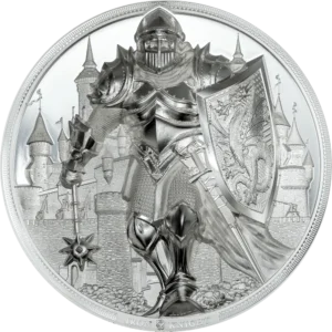 2024 $25 Iron Knight 5oz Mega High Relief Silver Coin - Reverse View