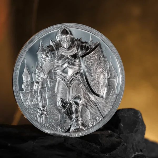 2024 $25 Iron Knight 5oz Mega High Relief Silver Coin - Image 3