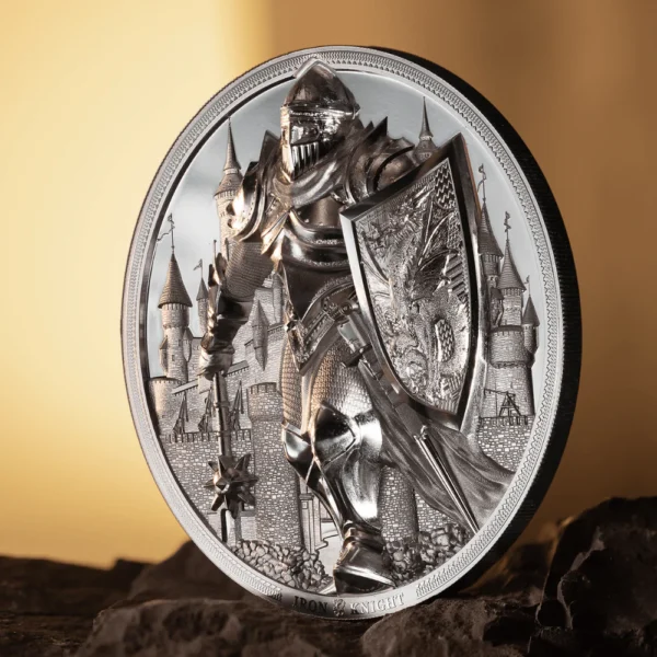 2024 $25 Iron Knight 5oz Mega High Relief Silver Coin - Image 2