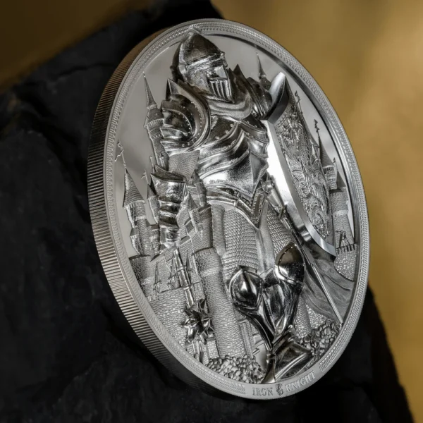 2024 $25 Iron Knight 5oz Mega High Relief Silver Coin - Image 4