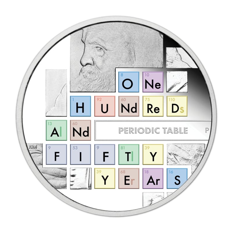 2019 $1 150 Years of the Periodic Table 1oz Silver Proof Coin - Reverse View