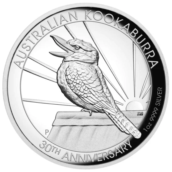 2020 $1 Australian Kookaburra 30 Years 1oz Silver High Relief Proof Coin - Reverse View