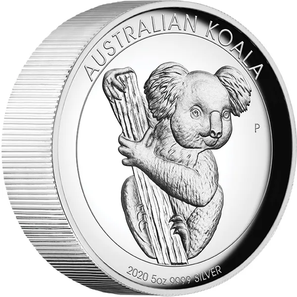 2020 $8 Australian Koala 5oz Silver Proof High Relief Coin - Reverse View