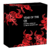 2021 Year Of The Ox Rotating Charm 1oz Silver Antiqued Coin - Boxed View