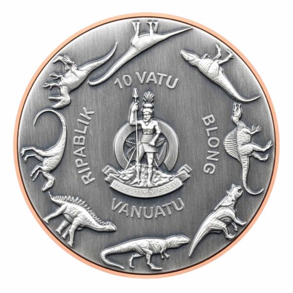 2023 Pteranodon Supersize Silver Copper Bimetal Ultra High Relief Coin - Obverse View