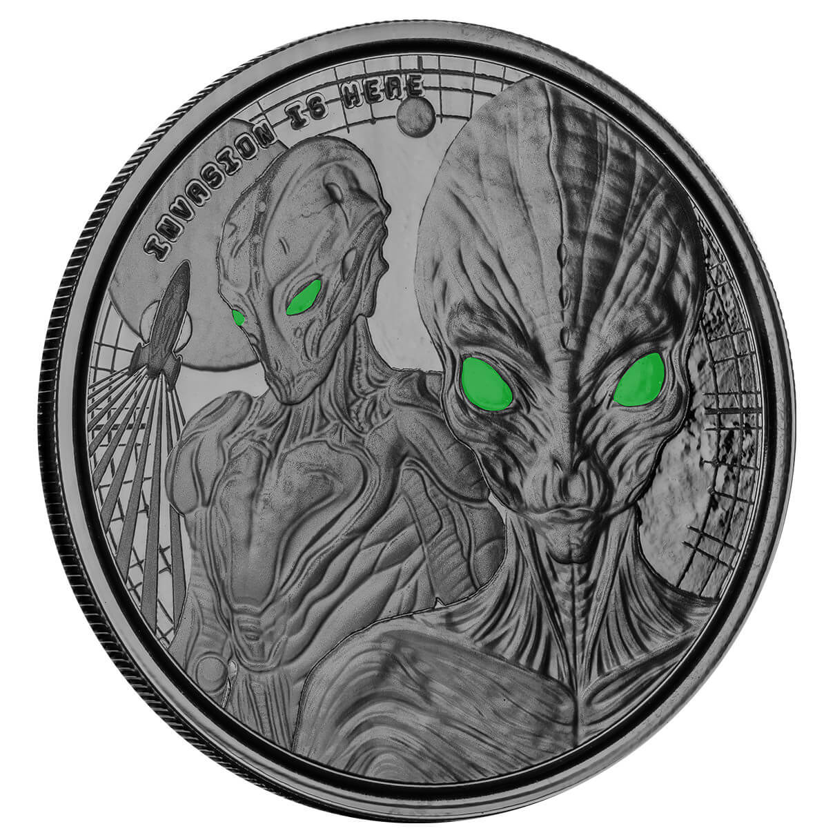 2023 ₵20 Alien 1 oz Black Rhodium Plated Silver Proof - Tilted Reverse View