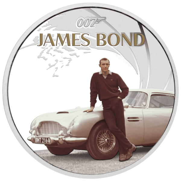 2024 $1 James Bond Sean Connery 1oz Silver Proof Coloured Coin - Reverse View