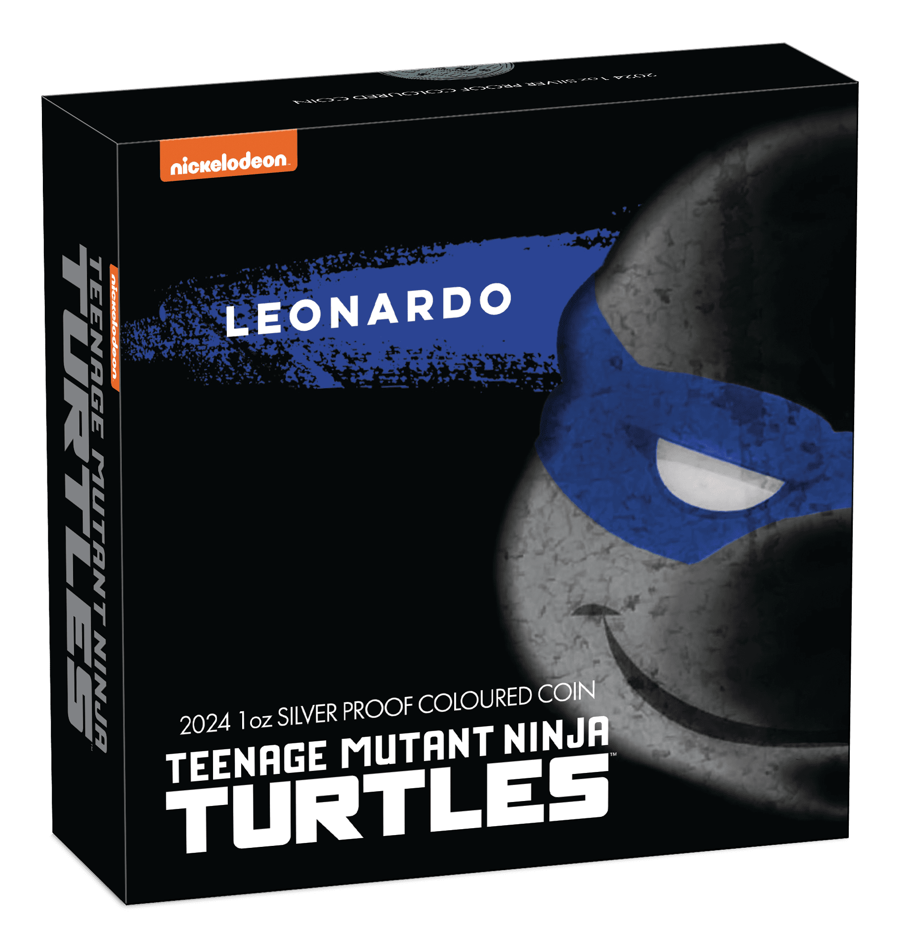 2024 $1 Leonardo – Teenage Mutant Ninja Turtles 1oz Silver Coloured Proof Coin - Boxed View