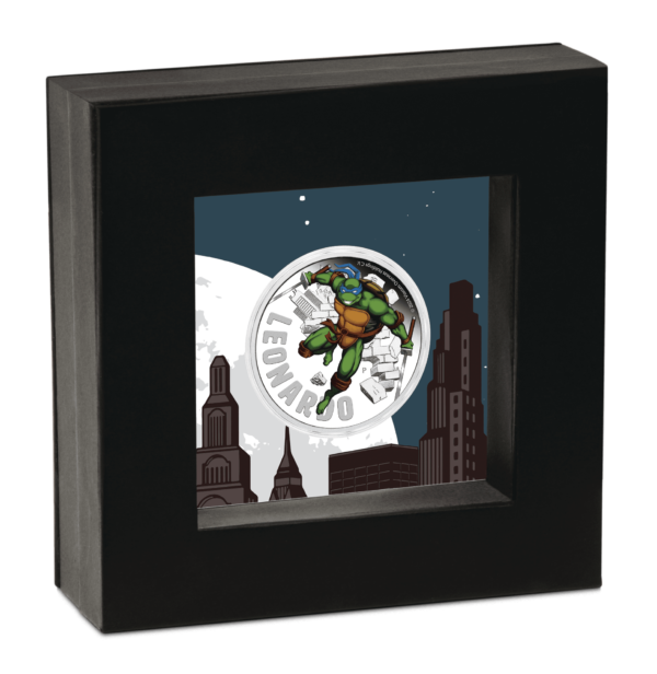 2024 $1 Leonardo – Teenage Mutant Ninja Turtles 1oz Silver Coloured Proof Coin - Cased View