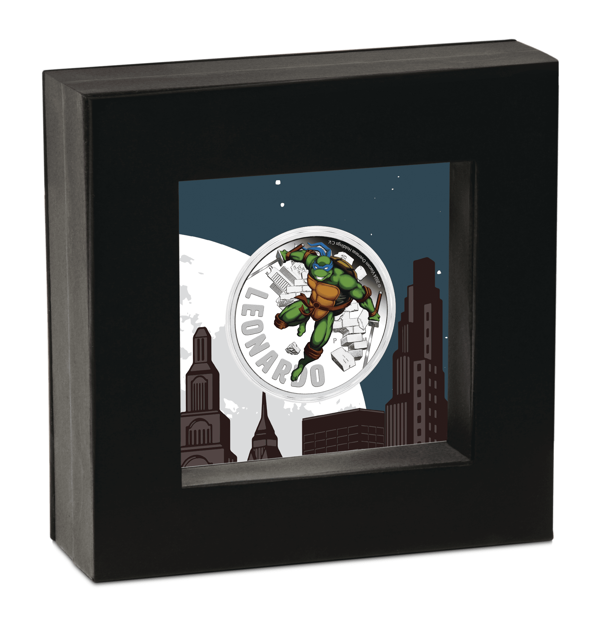 2024 $1 Leonardo – Teenage Mutant Ninja Turtles 1oz Silver Coloured Proof Coin - Cased View