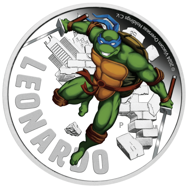 2024 $1 Leonardo – Teenage Mutant Ninja Turtles 1oz Silver Coloured Proof Coin - Reverse View