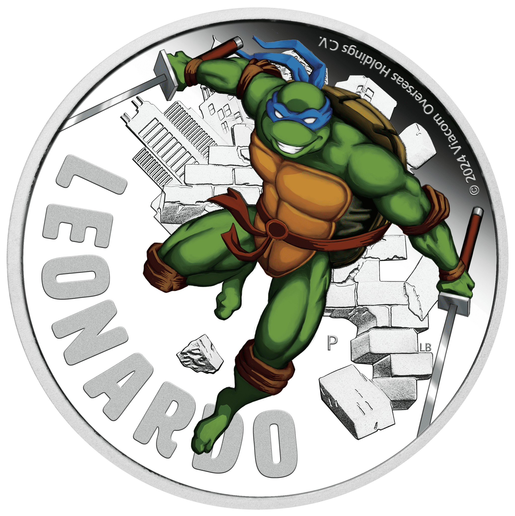 2024 $1 Leonardo – Teenage Mutant Ninja Turtles 1oz Silver Coloured Proof Coin - Reverse View