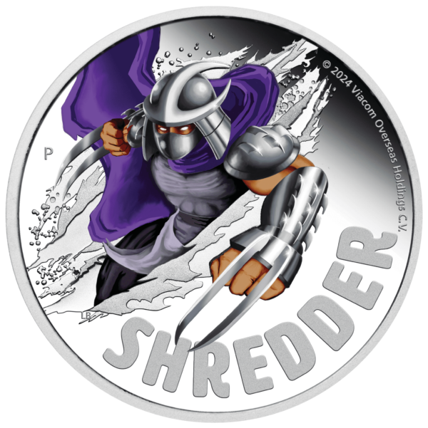 2024 $1 Shredder - Teenage Mutant Ninja Turtles 1oz Silver Coloured Proof Coin