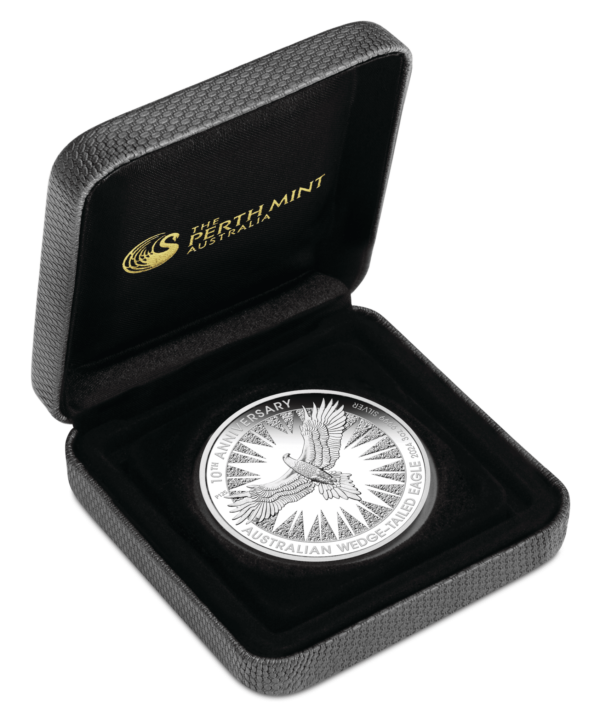 2024 $3 Australian Wedge-tailed Eagle 10th Anniversary 3oz Silver Proof Coin - Cased View