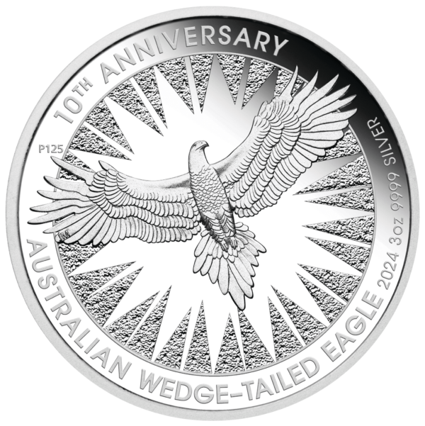 2024 $3 Australian Wedge-tailed Eagle 10th Anniversary 3oz Silver Proof Coin - Reverse View