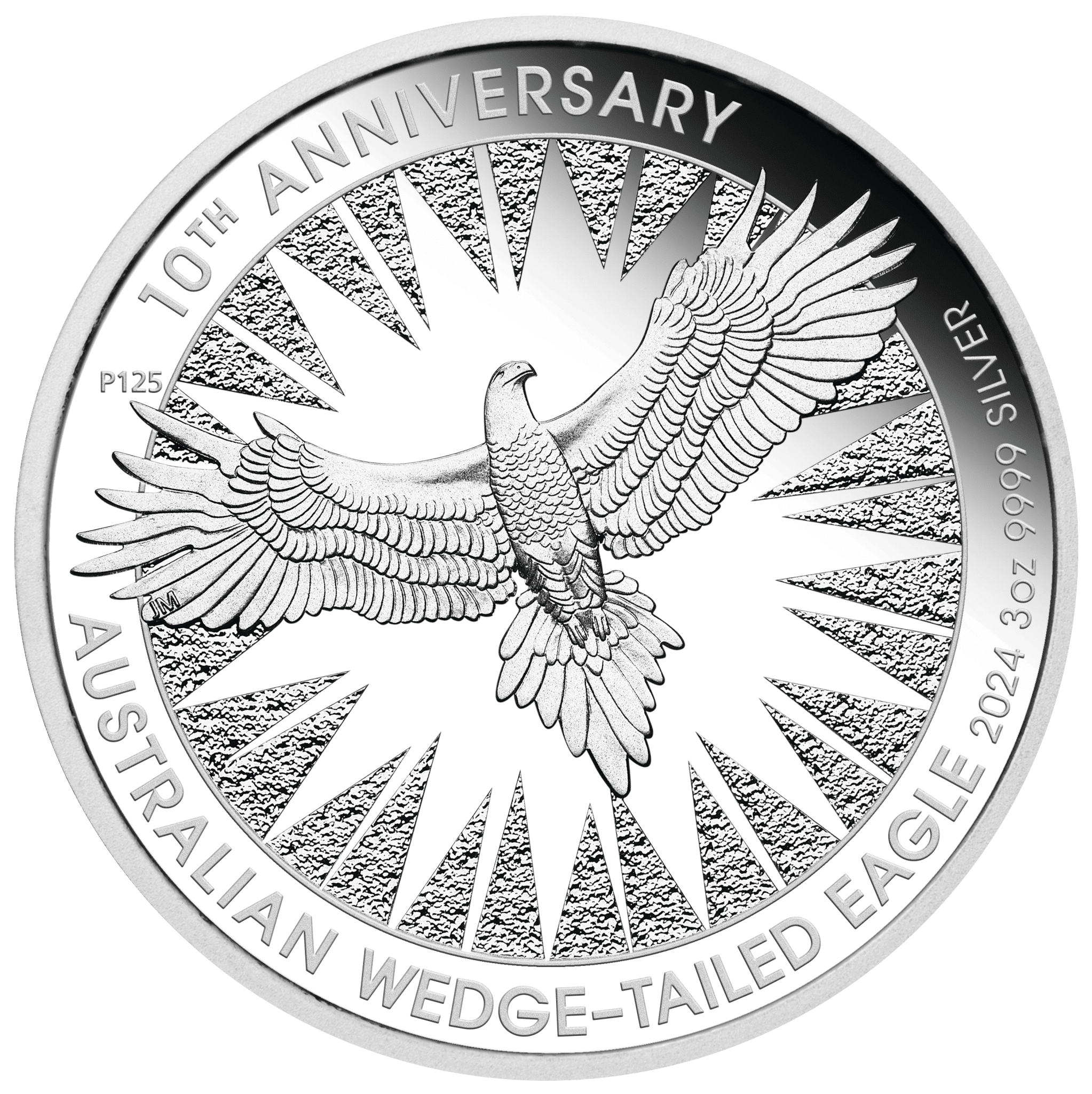 2024 $3 Australian Wedge-tailed Eagle 10th Anniversary 3oz Silver Proof Coin - Reverse View