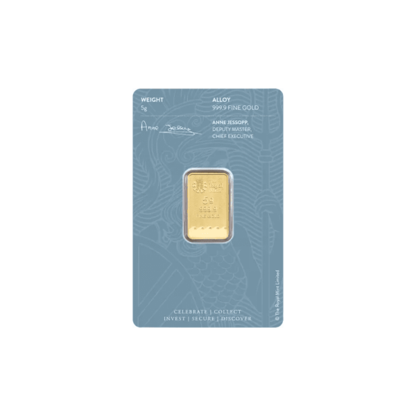 Britannia 5g Gold Cast Bar - Back of Bar