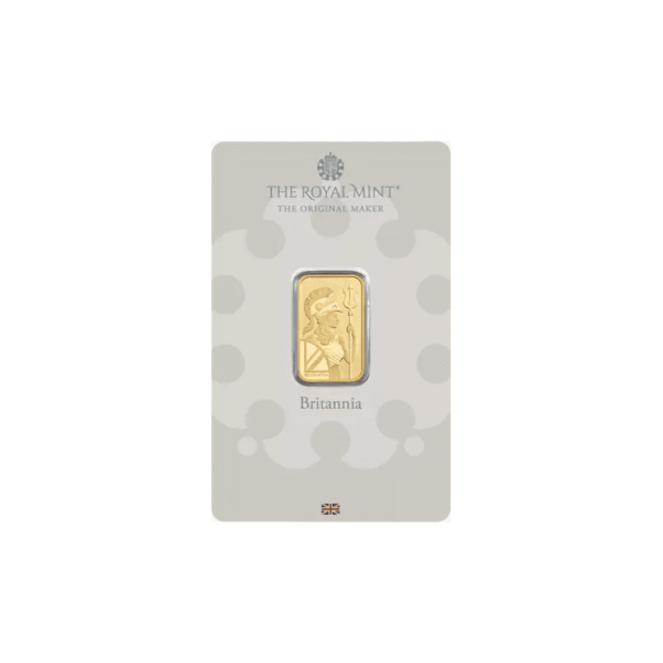 Britannia 5g Gold Cast Bar - Front of Bar