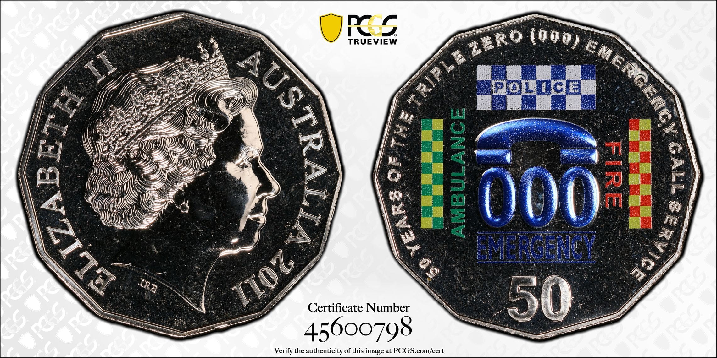 MS68 2011 50c Triple Zero Anniversary Coin - Overview