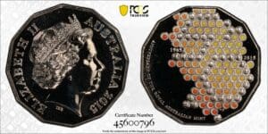 MS69 2015 50c Royal Australian Mint 50th Anniversary Coloured Coin - Overview