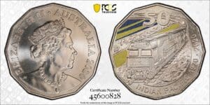 MS69 2020 50c Indian Pacific Train 50c Coloured Coin